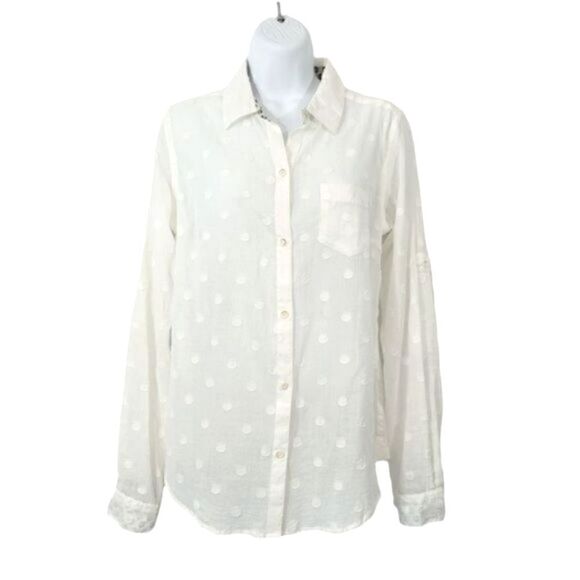 NEW Anthro Trovata Birds of Paradise Embroidered Dot Button Down Shirt Size S - Picture 13 of 13